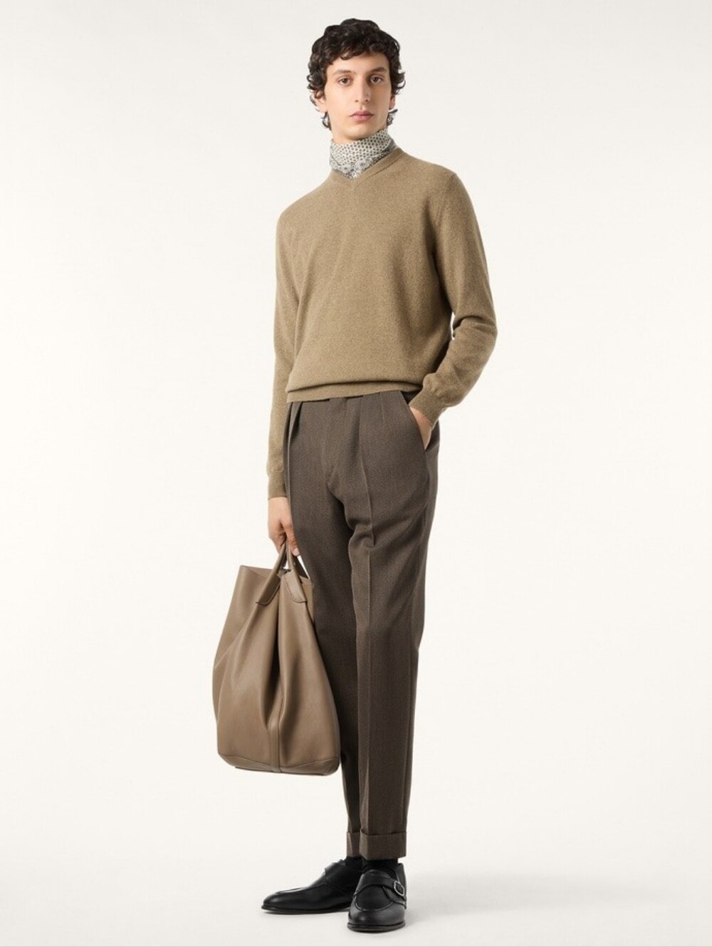Loro Piana Olive V-Neck 100% Cashmere Sweater